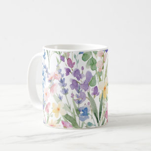 Farbige Aquarellblumen Kaffeetasse