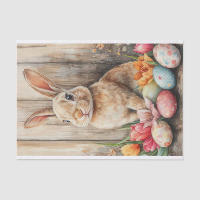 Farbige Aquarellfarbe Osterhase Seidenpapier (Vorderseite)