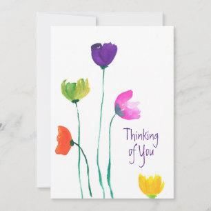 Farbige Aquarellfarben Blume denken Sie an Ihre Ka Dankeskarte