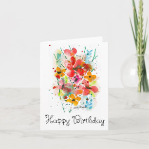 Farbige Aquarellfarben Blume Geburtstagskarte Karte