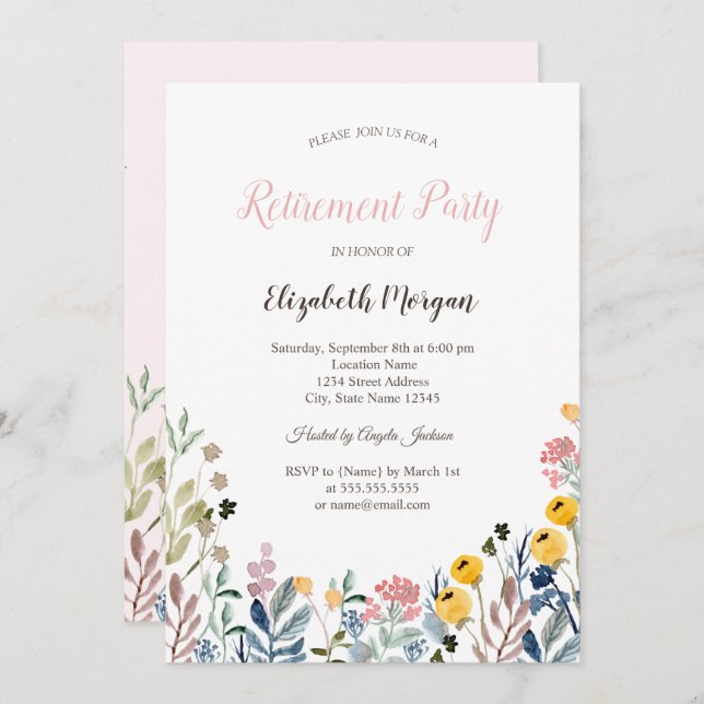 Farbige Aquarellfarben Wildblume Augenerneuerung Einladung (Vorne/Hinten)