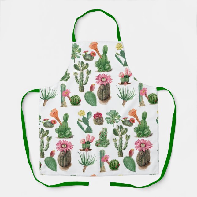 Farbige Aquarellkaktus und Sukkulenten Blume Schürze (Vorderseite)