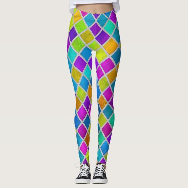 Farbige Aquarellketten jedes Farbgitters Leggings (Vorderseite)