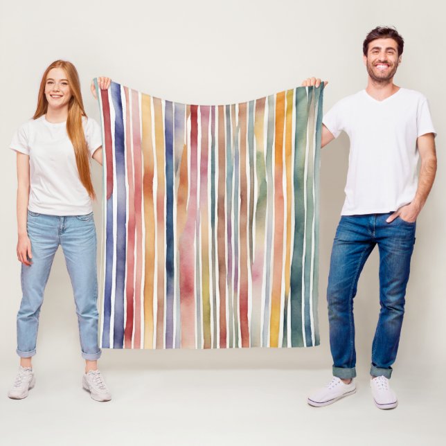 Farbige Aquarelllinien Fleecedecke (Beispiel)