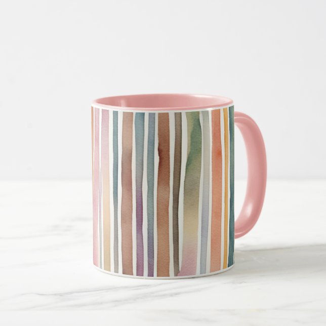 Farbige Aquarelllinien Tasse (VorderseiteRechts)