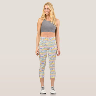 Farbige Aquarellmalerei, Bäume, Blume Capri Leggings