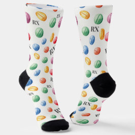 Farbige Aquarellpillen RX Symbol Pharmacy Socke