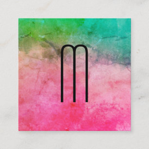Farbige Aquarelltextur mit Monogramm Quadratische Visitenkarte