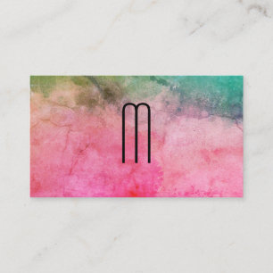 Farbige Aquarelltextur mit Monogramm Visitenkarte