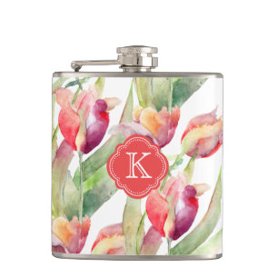 Farbige Aquarelltücher mit Monogramm Flachmann