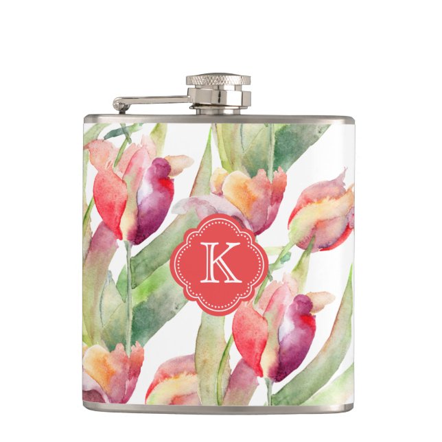 Farbige Aquarelltücher mit Monogramm Flachmann (Vorderseite)