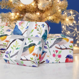 Farbige Aquarellvögel und Blume Geschenkpapier