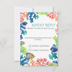 Farbige Aquarium-Reaktionskarte RSVP Karte