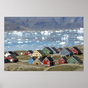 Farbige Architektur der Stadt, Narsaq, Poster