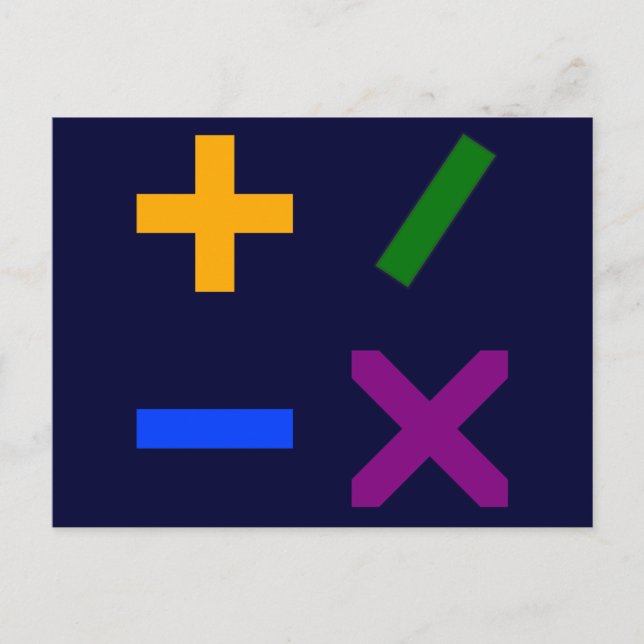 Farbige Arithmetische Symbole Postkarte (Vorderseite)