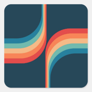 Farbige Arkaden im Retrostil Quadratischer Aufkleber