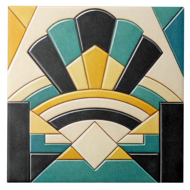 Farbige Art Deco Stil Keramik   Fliese (Vorderseite)
