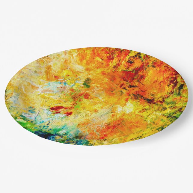 Farbige Artist-Palette Pappteller (Schrägansicht)