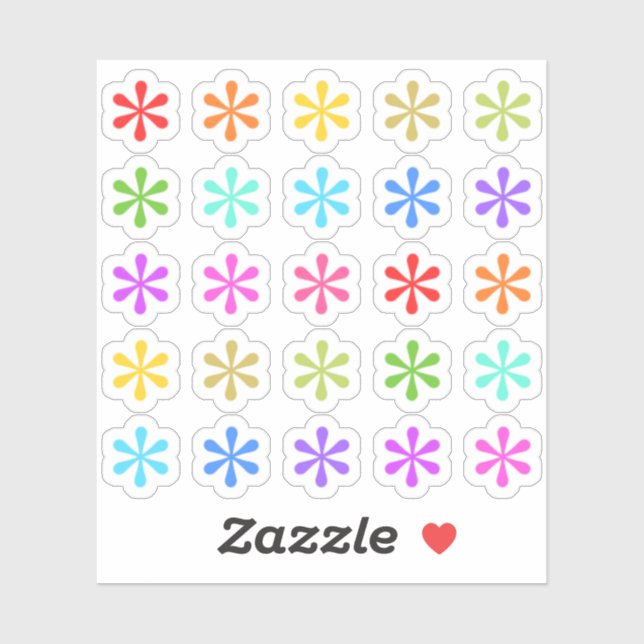 Farbige Asterisk-Symbole Zitate Fußnotenplaner Aufkleber (Blatt)