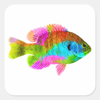 Farbige Aufkleber am Fisch