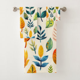 Farbige Autos-Blätter Badhandtuch Set