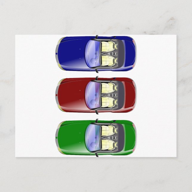 Farbige Autos Postkarte (Vorderseite)