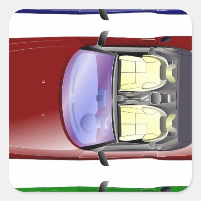 Farbige Autos Quadratischer Aufkleber (Vorderseite)