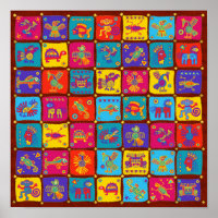 Farbige Azteken mexikanische Tiere 1