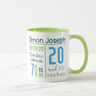 Farbige Baby-Junge-Foto-Geburtsurkunde einfach mod Tasse