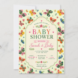 Farbige Baby Shower Einladung mit Schmetterling