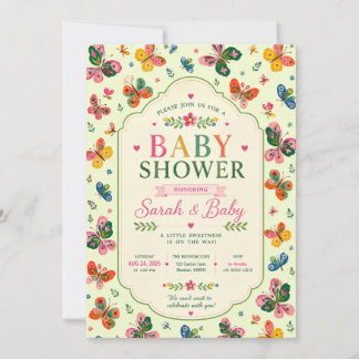 Farbige Baby Shower Einladung mit Schmetterling