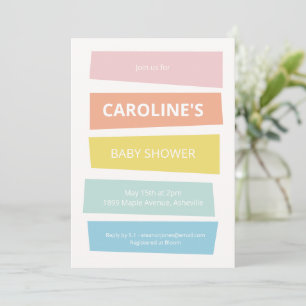 Farbige Baby Shower Pastell-Streifen Moderne Somme Einladung