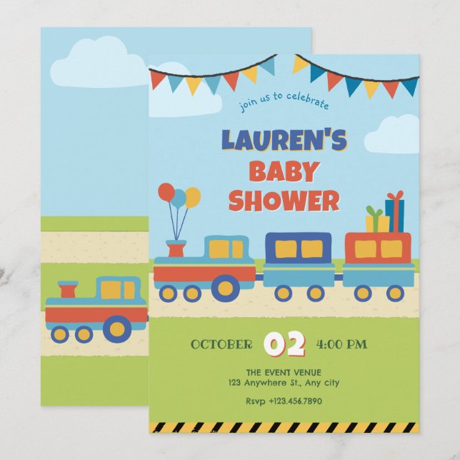 Farbige Babydusche Einladung (Vorne/Hinten)