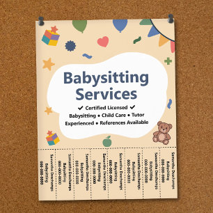 Farbige Babysitting-Service-Abriss-Streifen Flyer
