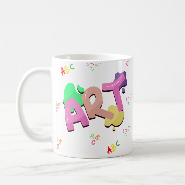 Farbige Back-to-School-Kunstgestaltung.  Kaffeetasse (Links)