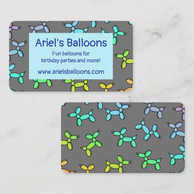 Farbige Ballon Twister Business Card Visitenkarte (Vorne/Hinten)