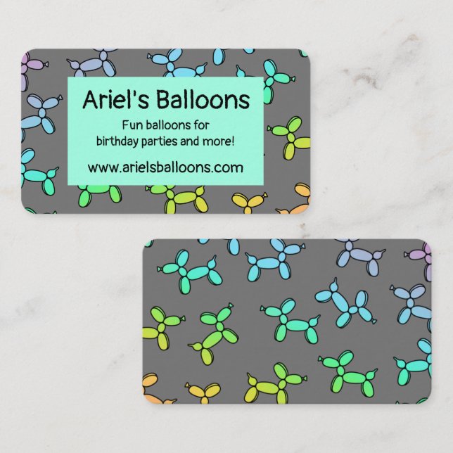 Farbige Ballon Twister Business Card Visitenkarte (Vorne/Hinten)