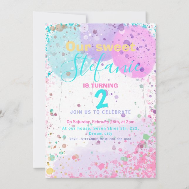 Farbige Ballons Kindergeburtstag Party Einladung (Vorderseite)