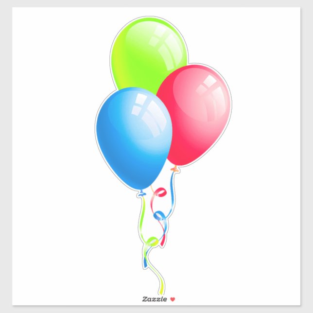 Farbige Ballons mit Ribbons Aufkleber (Blatt)