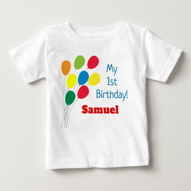 Farbige Balloons | Mein erster Geburtstag Baby T-shirt (Vorderseite)