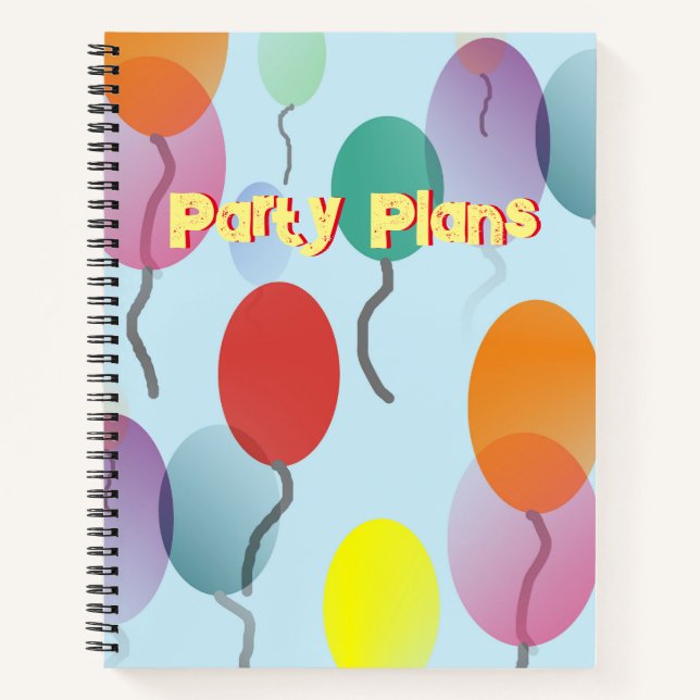 Farbige Balloons Party Planer Notizbuch (Vorderseite)