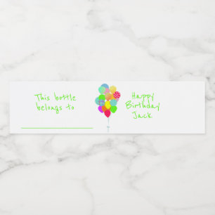Farbige Balloons Personalisiert Wasserflaschenetikett