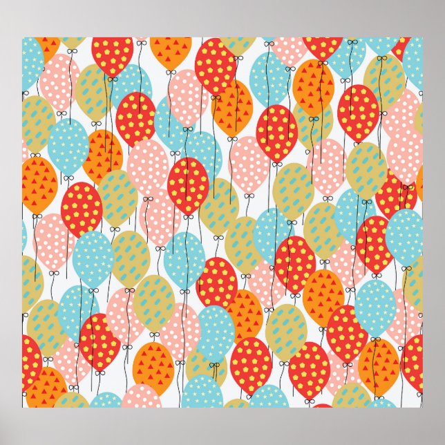 Farbige Balloons Variation Nahtloses Muster Poster (Vorne)