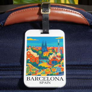 Farbige Barcelona Spanien Reise Sagrada Familia Gepäckanhänger