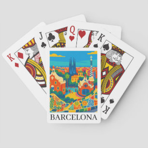 Farbige Barcelona Spanien Reise Sagrada Familia Spielkarten