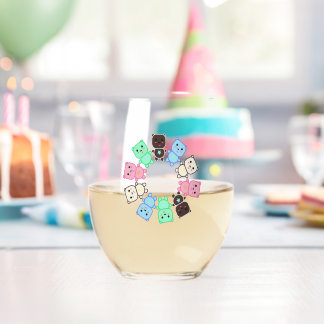 Farbige Bären Weinglas Ohne Stiel