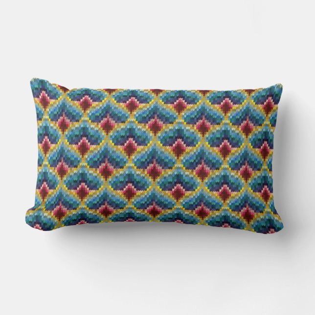 Farbige Bargello Stickerei Boho Chic Muster Lendenkissen (Vorderseite)