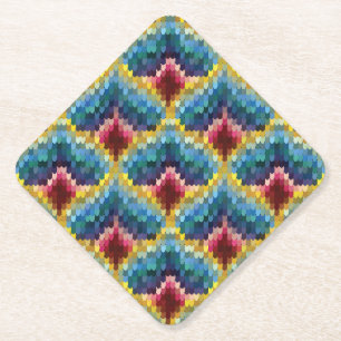 Farbige Bargello Stickerei Boho Chic Muster Untersetzer