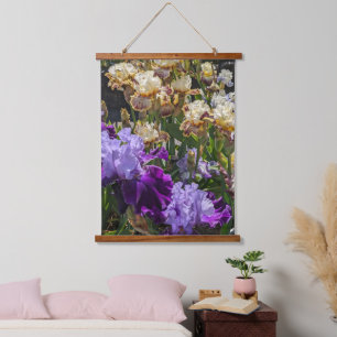 Farbige Bartirisengarten Blumendekor Wandteppich Mit Holzrahmen