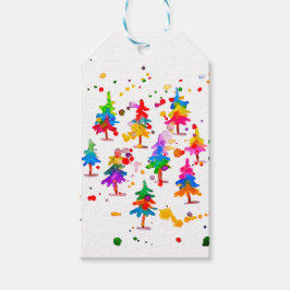 Farbige Bäume Geschenkanhänger